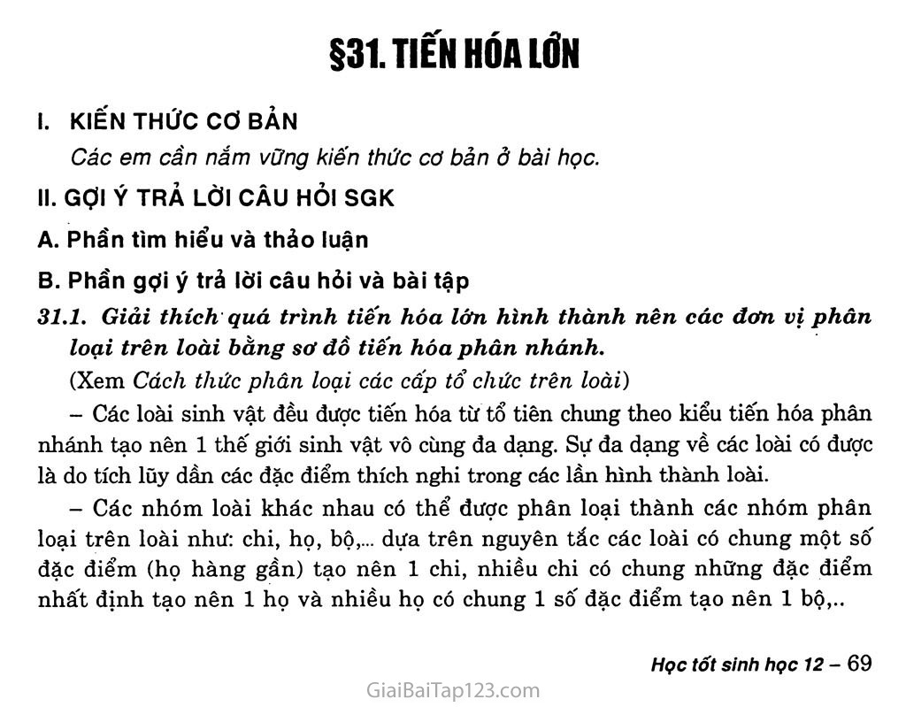 Bài 31. Tiến hóa lớn trang 1 Bài 31. Tiến hóa lớn trang 1