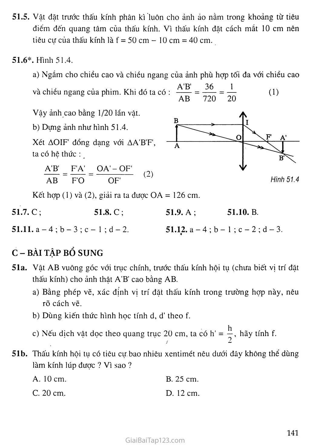 Bài 51: Bài tập quang hình học trang 3