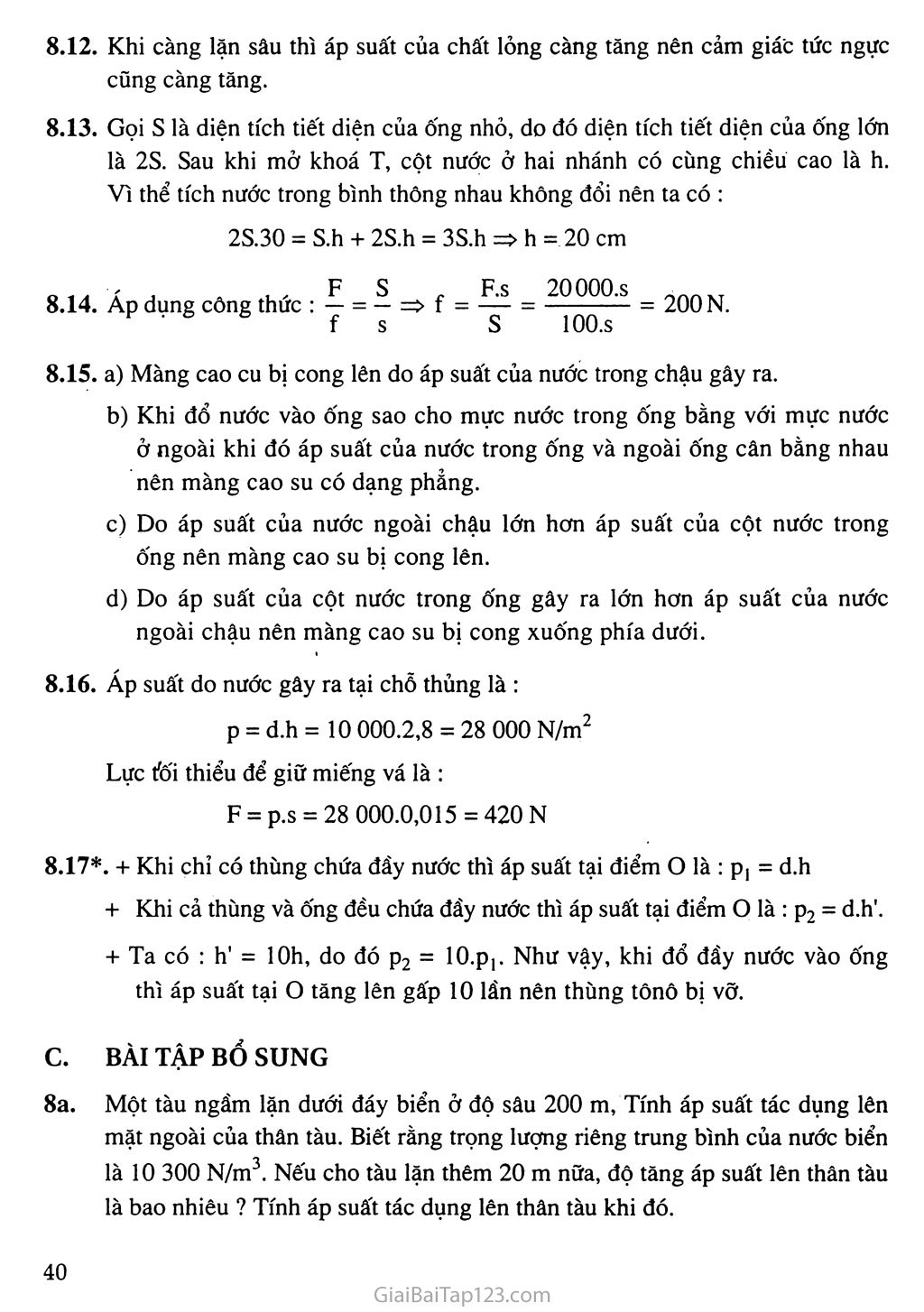 Bài 8: Áp suất chất lỏng - Bình thông nhau trang 4