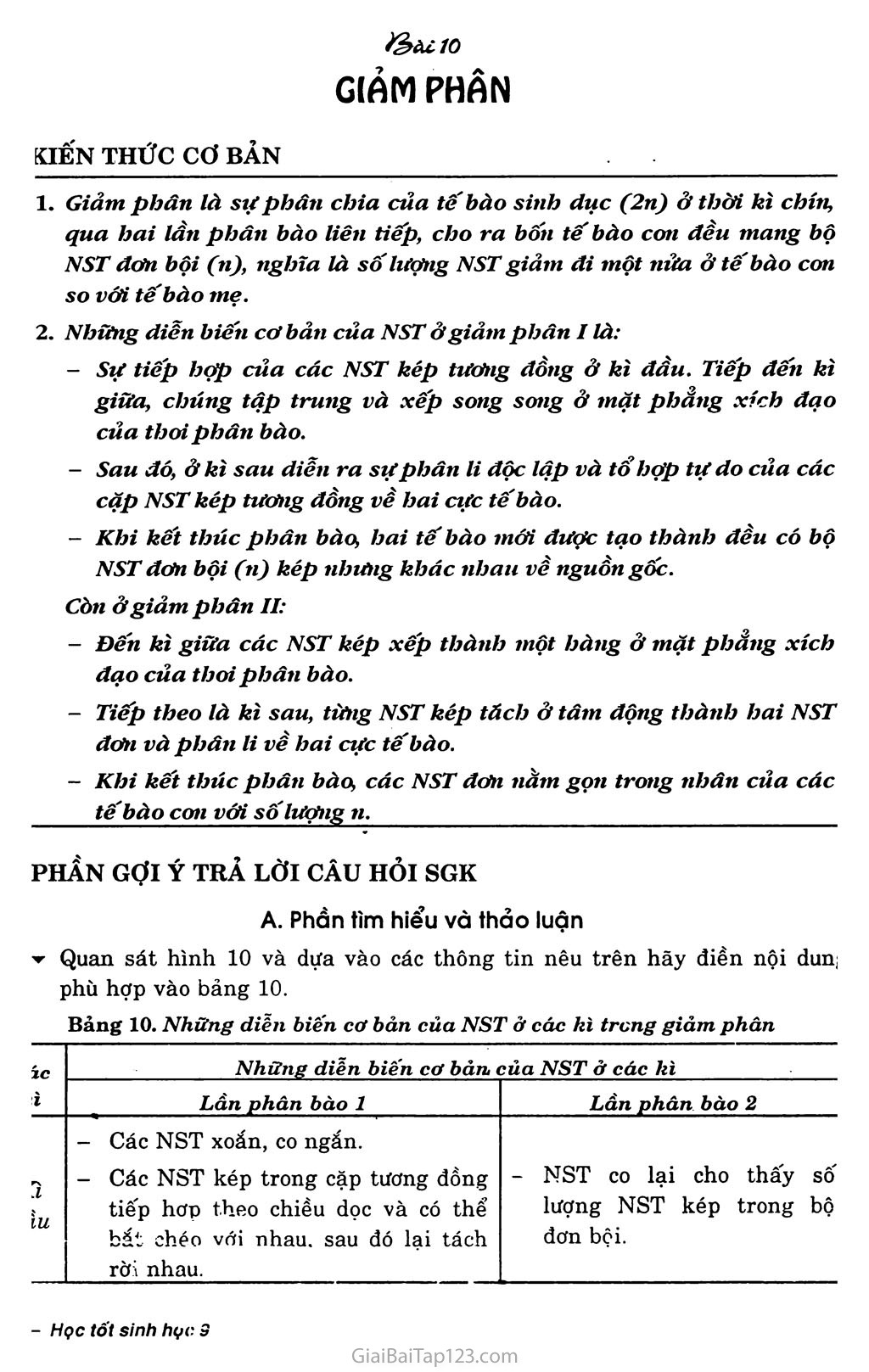 Bài 10. Giảm phân trang 1