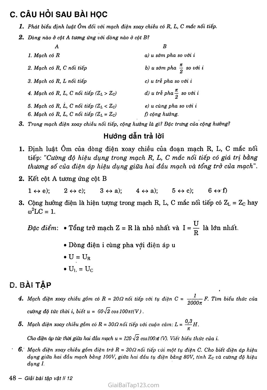 Bài 14: Mạch có R, L, C mắc nối tiếp trang 3