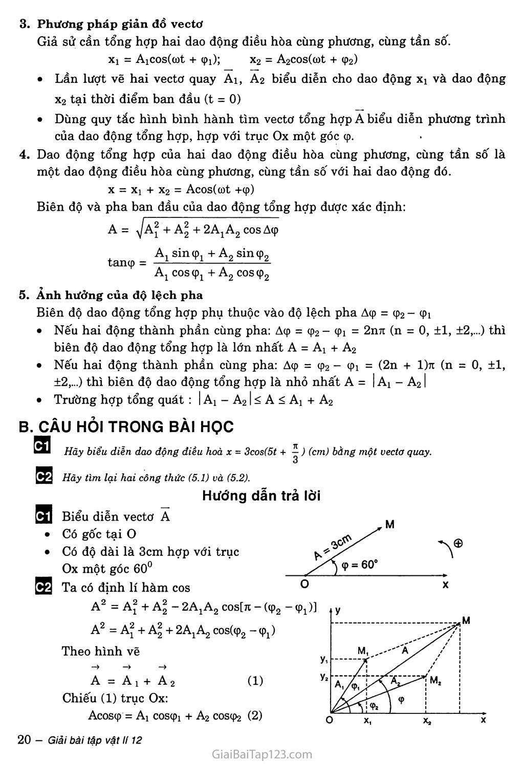 Bài 5: Tổng hợp hai dao động điều hòa cùng phương, cùng tần số. Phương pháp giản đồ Fre-nen trang 2