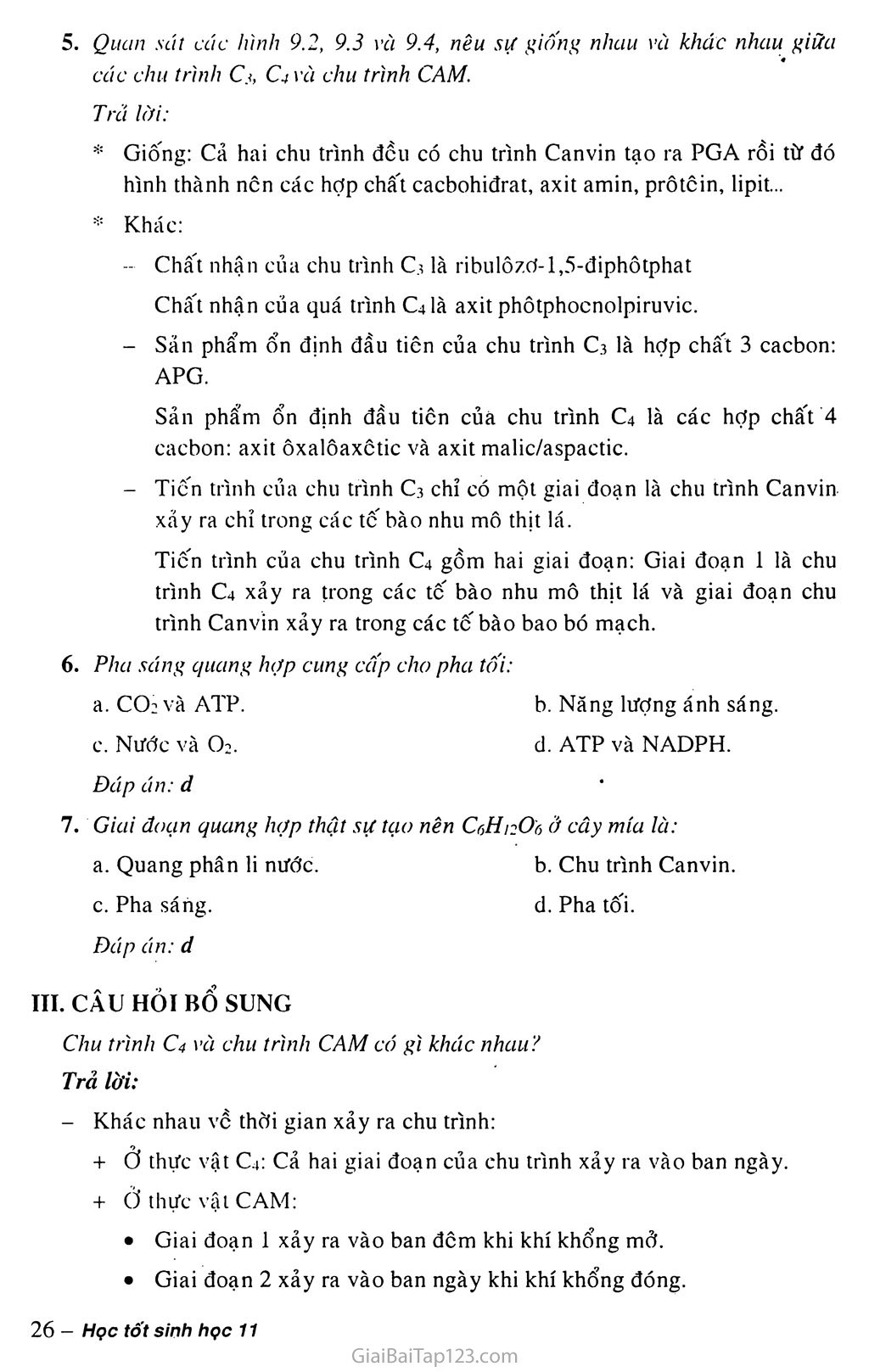 Bài 9. Quang hợp ở các nhóm thực vậ C3, C4 và CAM trang 4
