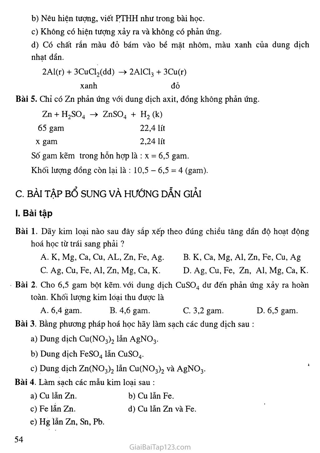 Bài 17: Dãy hoạt động hóa học của kim loại trang 2