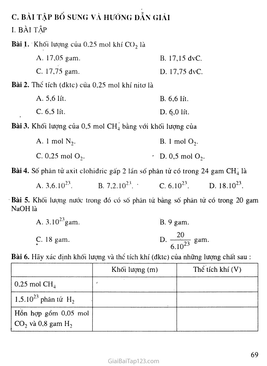 Bài 19: Chuyển đổi giữa khối lượng, thể tích và lượng chất trang 4