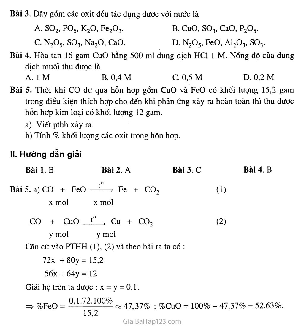 Bài 1: Tính chất hóa học của oxit. Khái quát về sự phân loại oxit trang 3