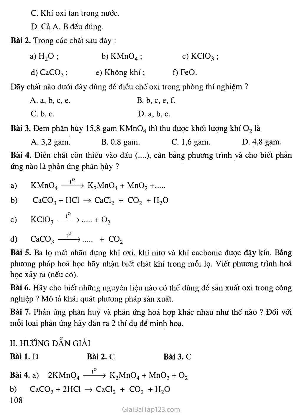 Bài 27: Điều chế khí oxi - Phản ứng phân hủy trang 3