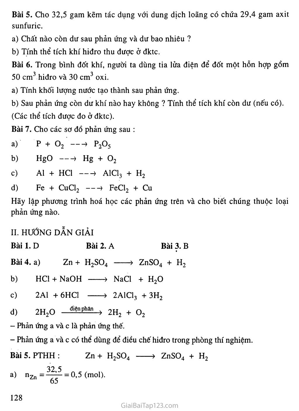 Bài 33: Điều chế khí hiđro - Phản ứng thế trang 3