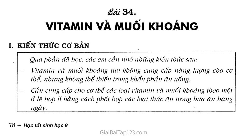 Bài 34: Vitamin và muối khoáng trang 1