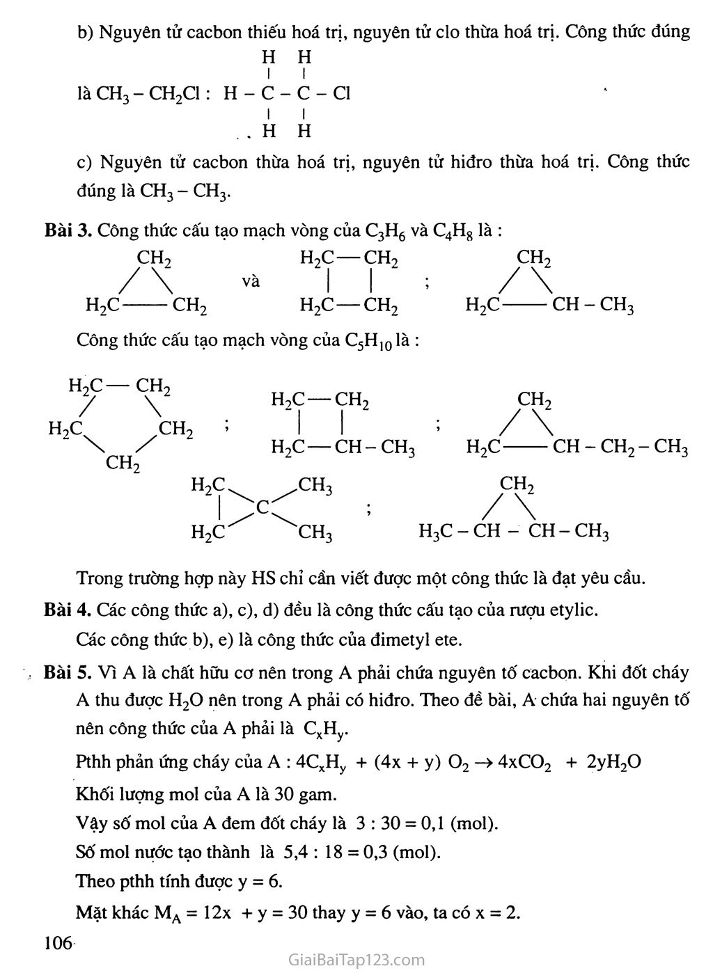 Bài 35: Cấu tạo phân tử hợp chất hữu cơ trang 2