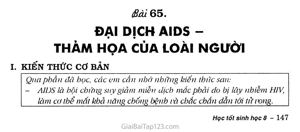 Bài 65: Đại dịch AIDS - Thảm họa của loài người trang 1