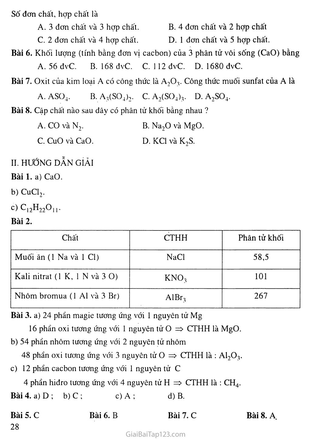 Bài 9: Công thức hóa học trang 3