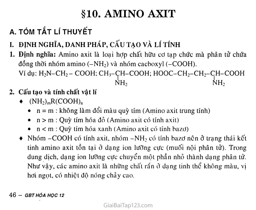 Bài 10: Amino axit trang 1