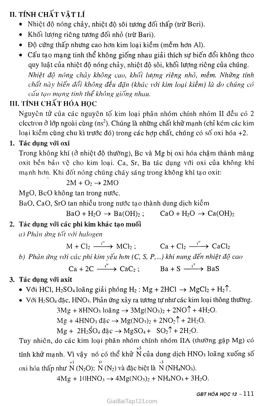 Bài 26: Kim loại kiềm thổ và hợp chất quan trọng của kim loại kiềm thổ trang 2