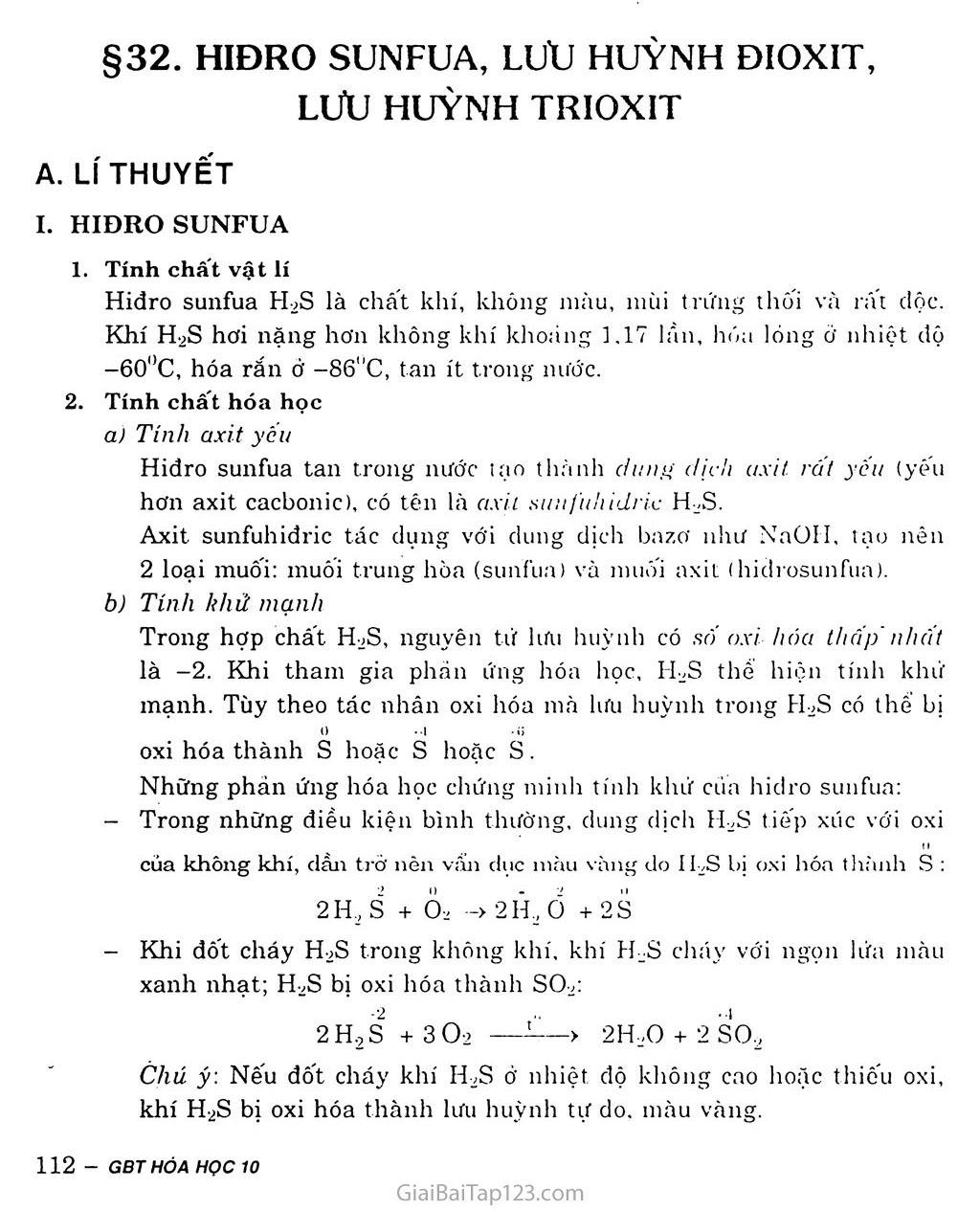 Bài 32: Hiđro sunfua - Lưu huỳnh đioxit. Lưu huỳnh trioxit trang 1