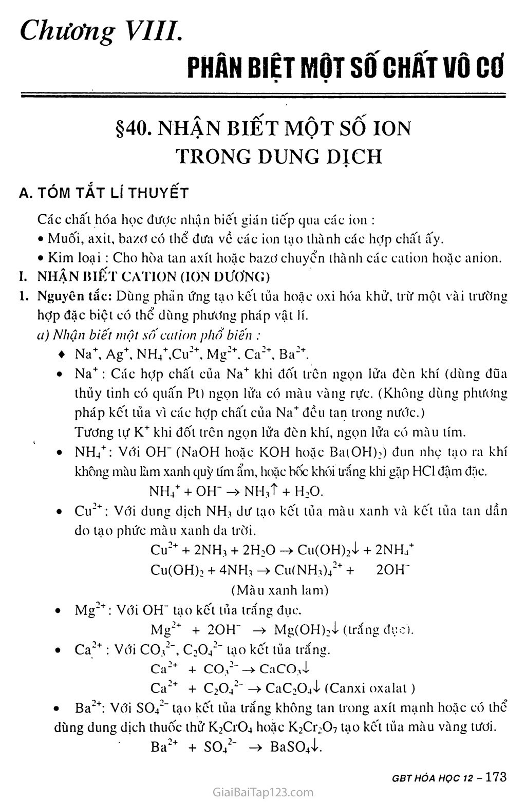 Bài 40: Nhận biết một số ion trong dunng dịch trang 1