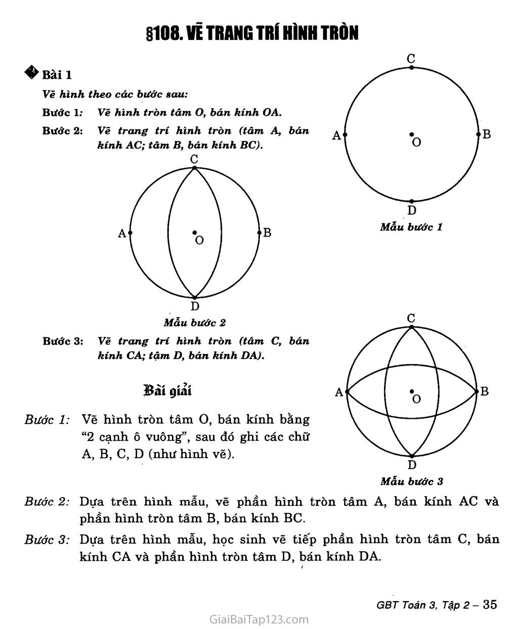 Giải toán lớp 3 Vẽ tô điểm hình tròn