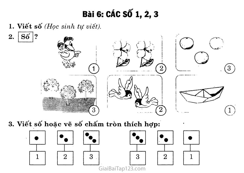 Bài 6: Các số 1, 2, 3 trang 1