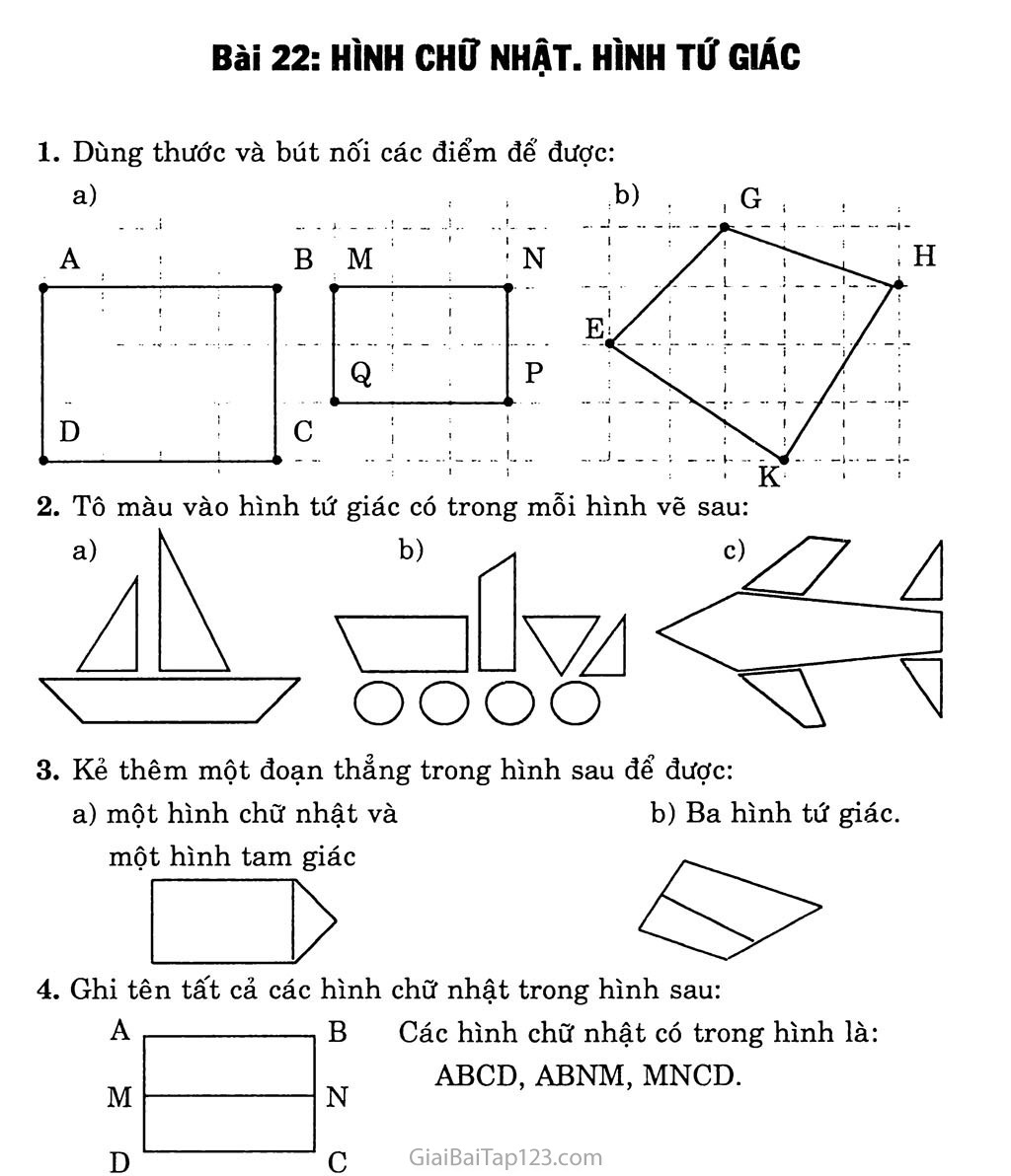 Bài 22: Hình chữ nhật, hình tứ giác trang 1