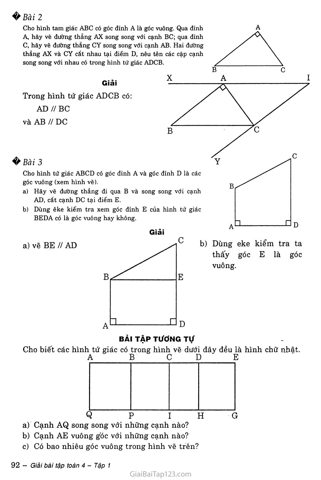 Giải toán lớp 4 Bài 44: Vẽ hai đường thẳng song song