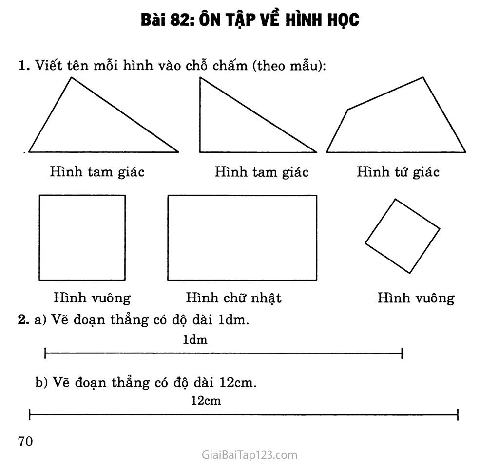 Bài 82: Ôn tập về hình học trang 1