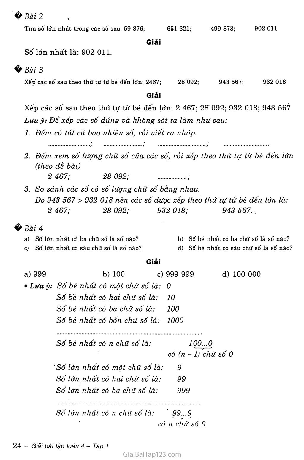 Bài 9: So sánh các số có nhiều chữ số trang 2