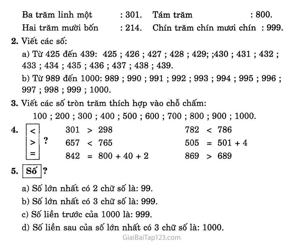 Bài 155: Ôn tập về các số trong phạm vi 1000 trang 2