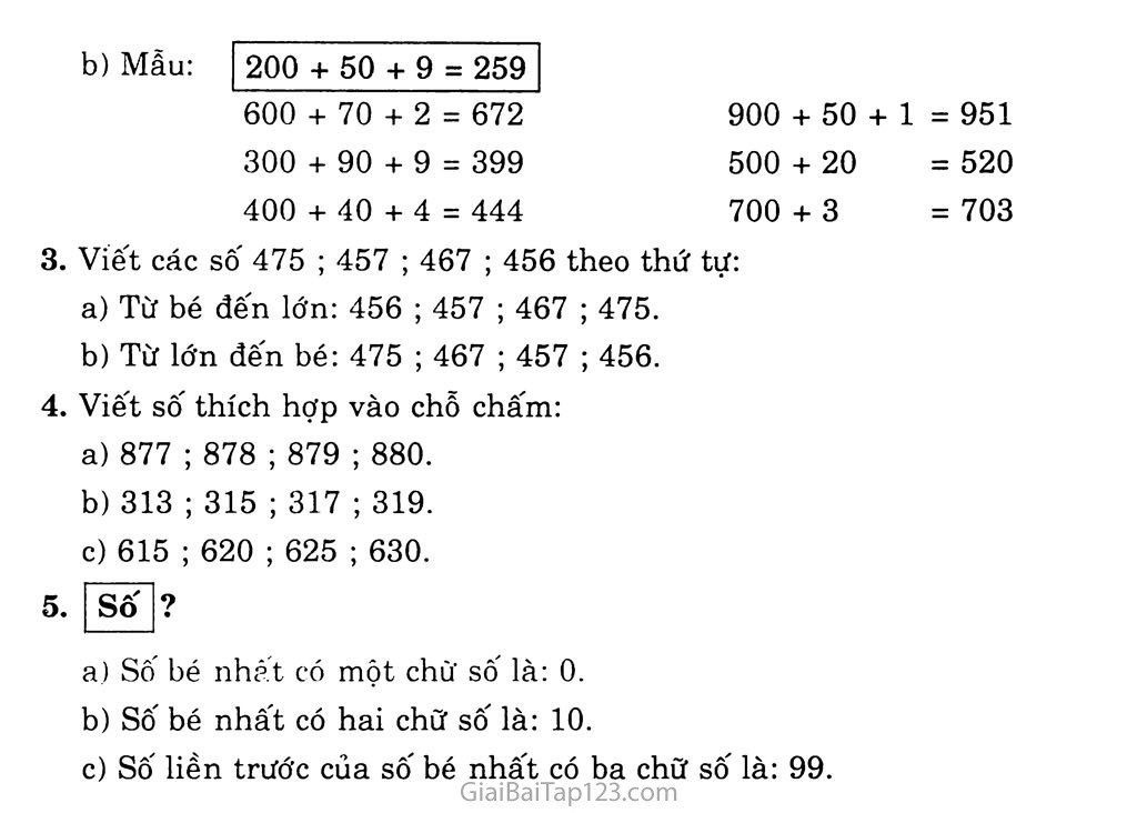 Bài 156: Ôn tập về các số trong phạm vi 1000 (tiếp theo) trang 2