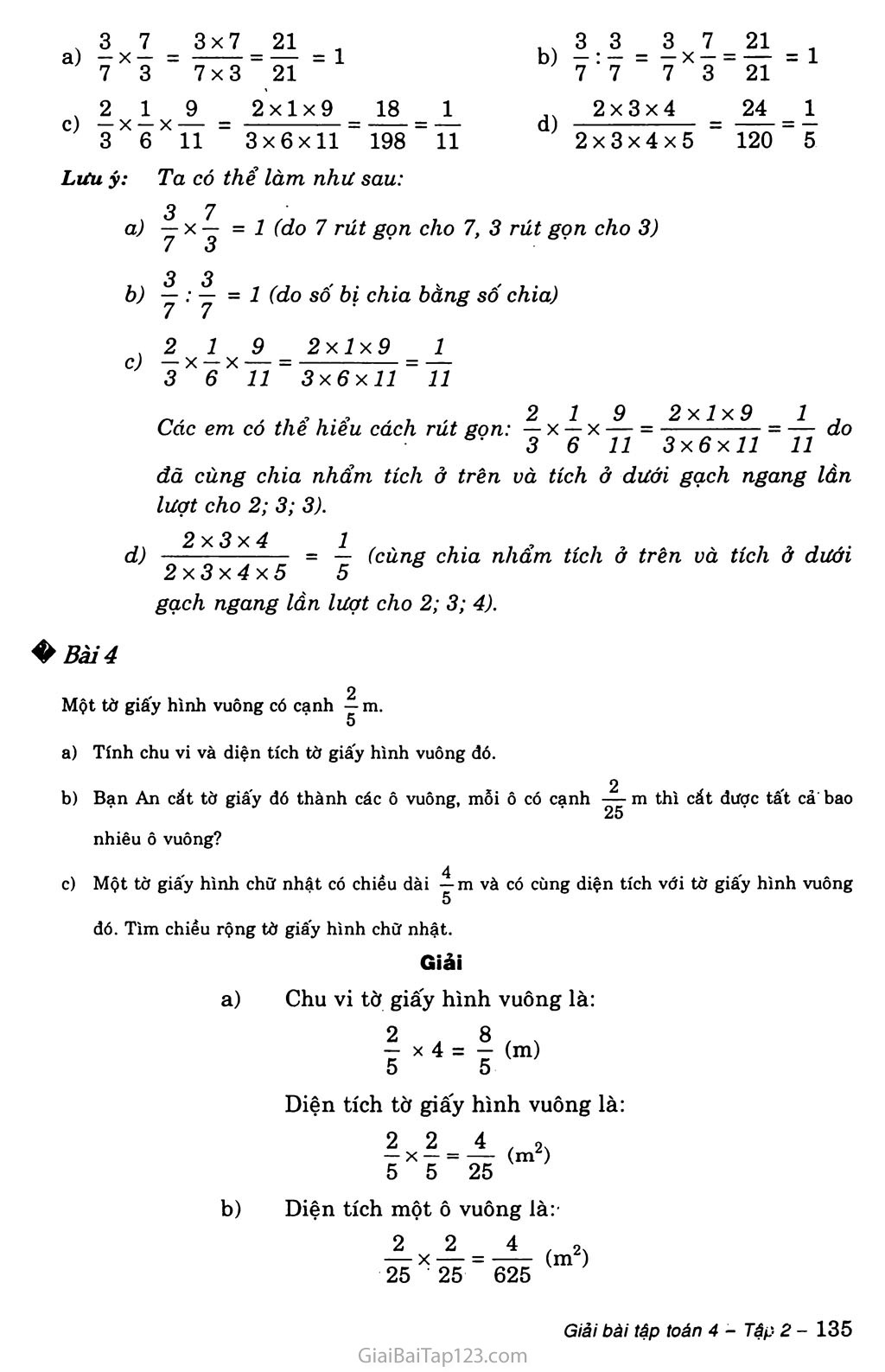 Bài 161: Ôn tập về các phép tính với phân số (tiếp theo) trang 3