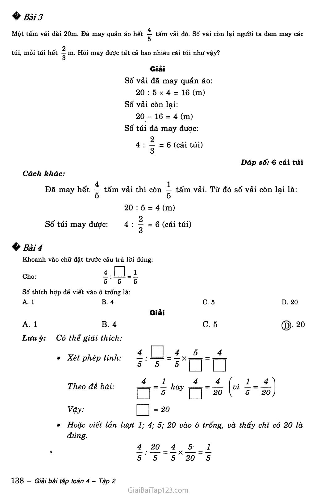 Bài 162: Ôn tập về các phép tính với phân số (tiếp theo) trang 3