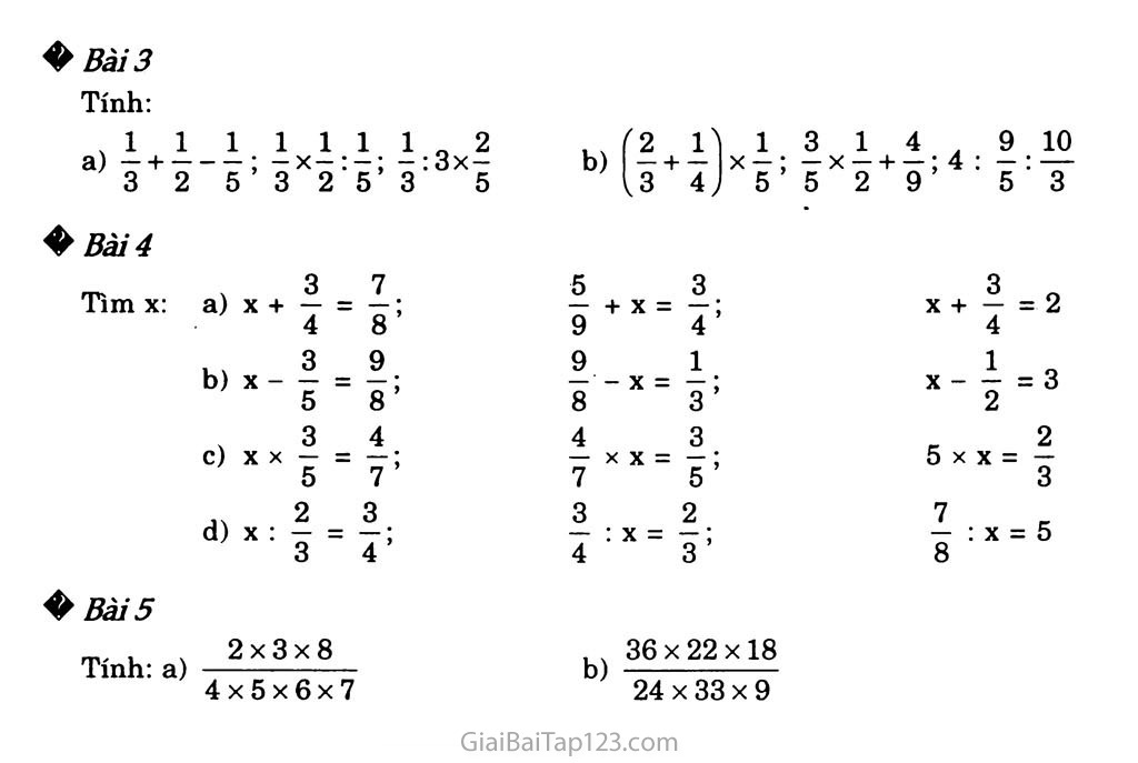 Bài 163: Ôn tập về các phép tính với phân số (tiếp theo) trang 3