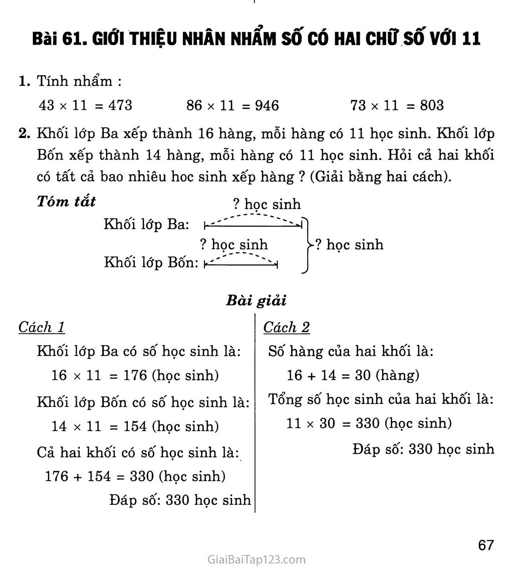 Bài 61: Giới thiệu nhân nhẩm số có hai chữ số với 11 trang 1