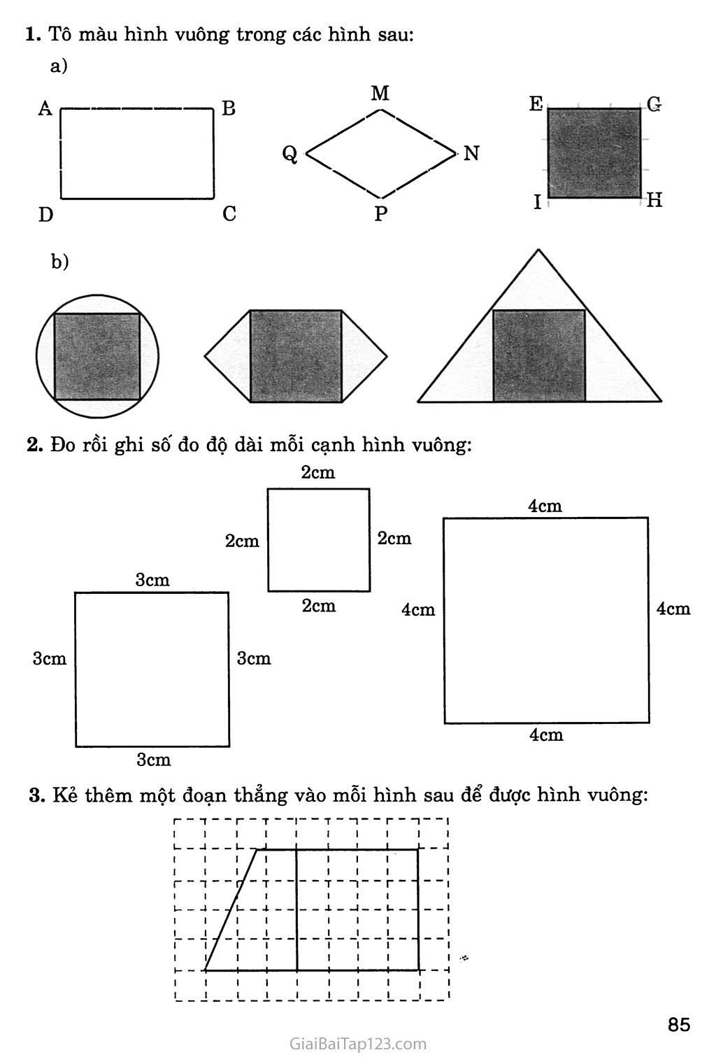 Giải bài 52 Diện tích hình chữ nhật diện tích hình vuông tiết 2 trang  28 vở bài tập Toán 3  Kết nối tri thức với cuộc sống  Vở bài
