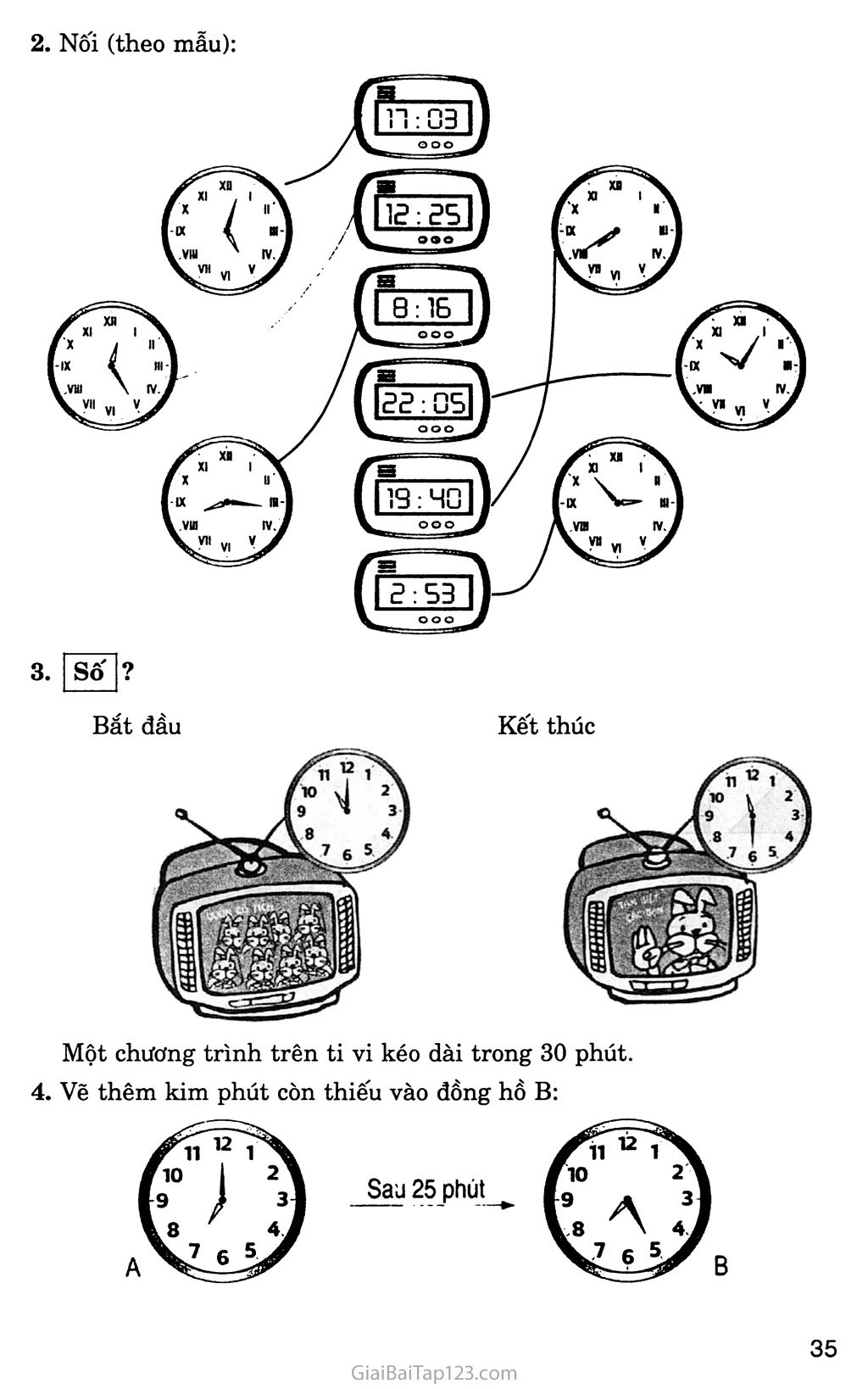 Bài 118: Thực hành xem đồng hồ (tiếp theo) trang 2