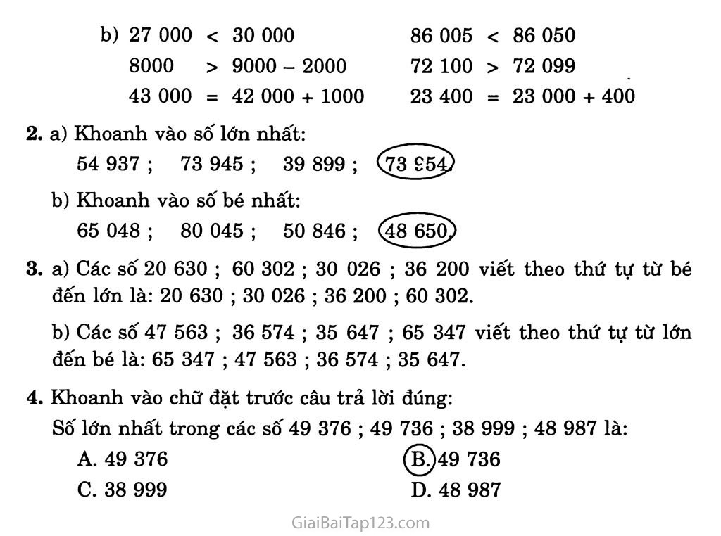 Bài 132: So sánh các số hạng trong phạm vi 100.000 trang 2