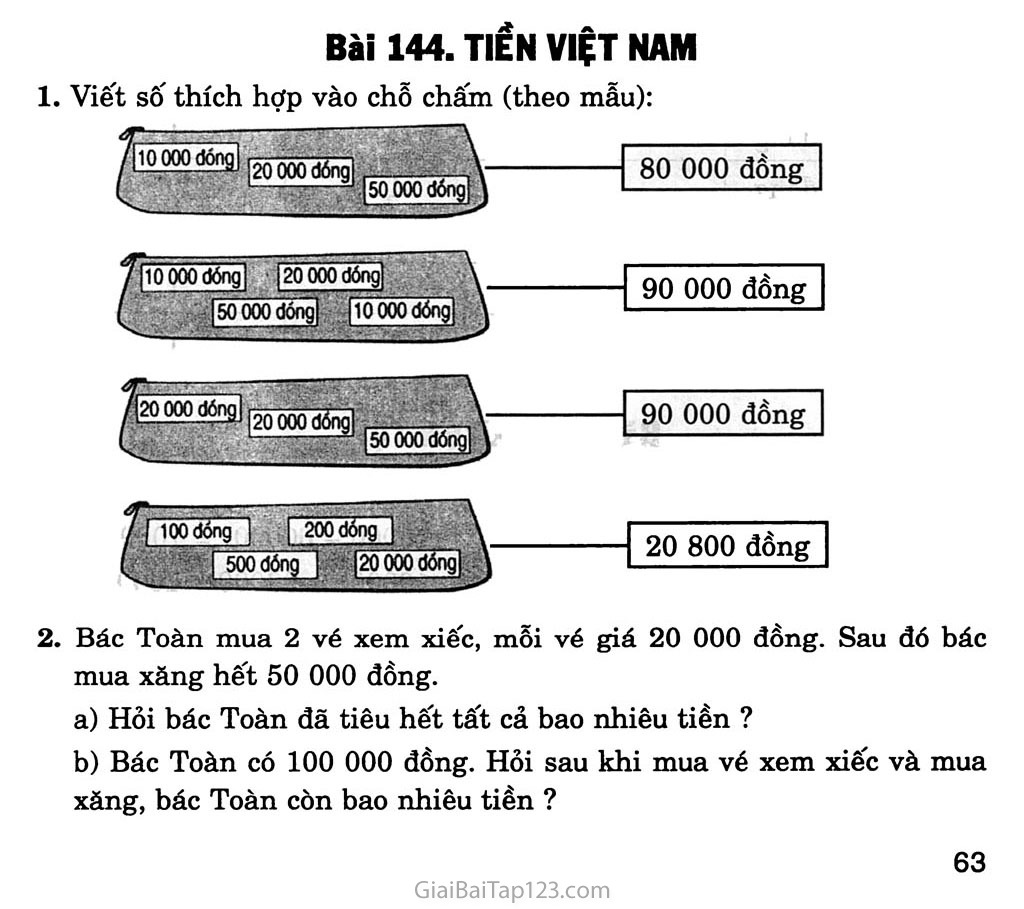 Bài 144: Tiền Việt Nam trang 1