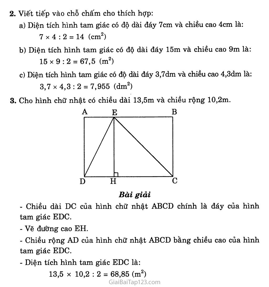 Bài 86: Diên tích hình tam giác trang 2