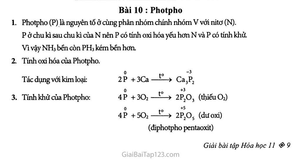Bài 10: Photpho trang 1