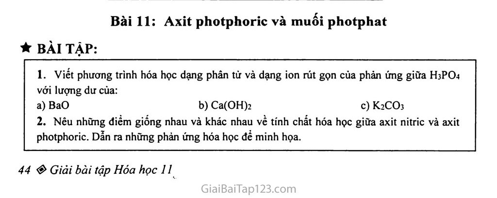 Bài 11: Axit photphoric và muối photphat trang 2