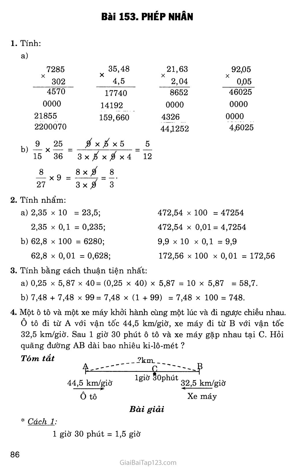 toán lớp 5 trang 162 (phép nhân bài 4)