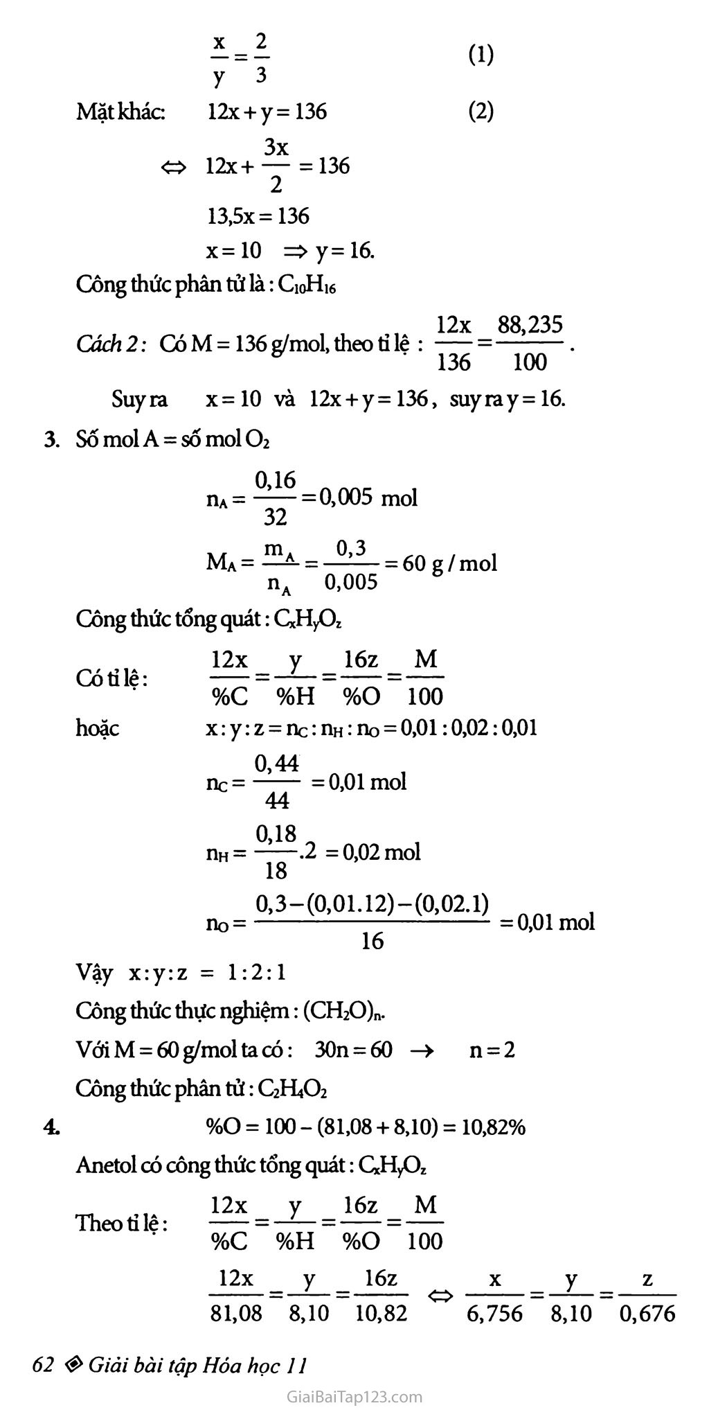 Bài 21: Công thức phân tử hợp chất hữu cơ trang 4