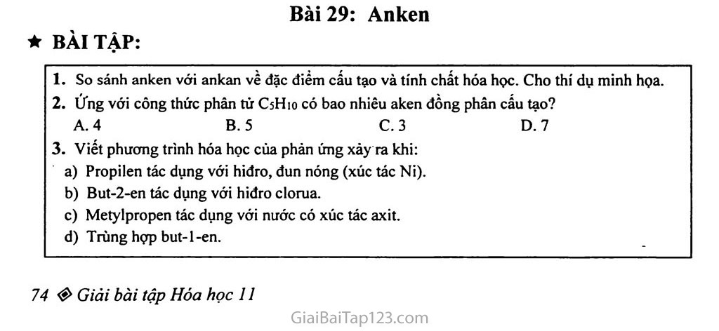Bài 29: Anken (Olefin) trang 3