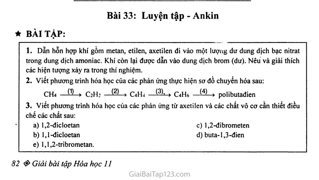 Bài 33: Luyện tập: Ankin trang 1