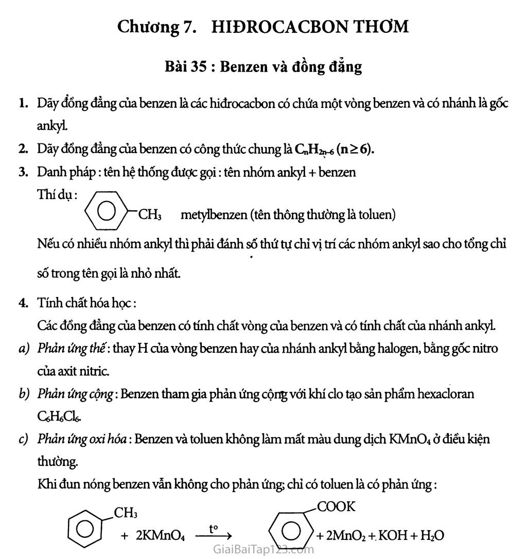 Bài 35: Benzen và đồng đẳng: Một số hiđrocacbon thơm khác trang 1