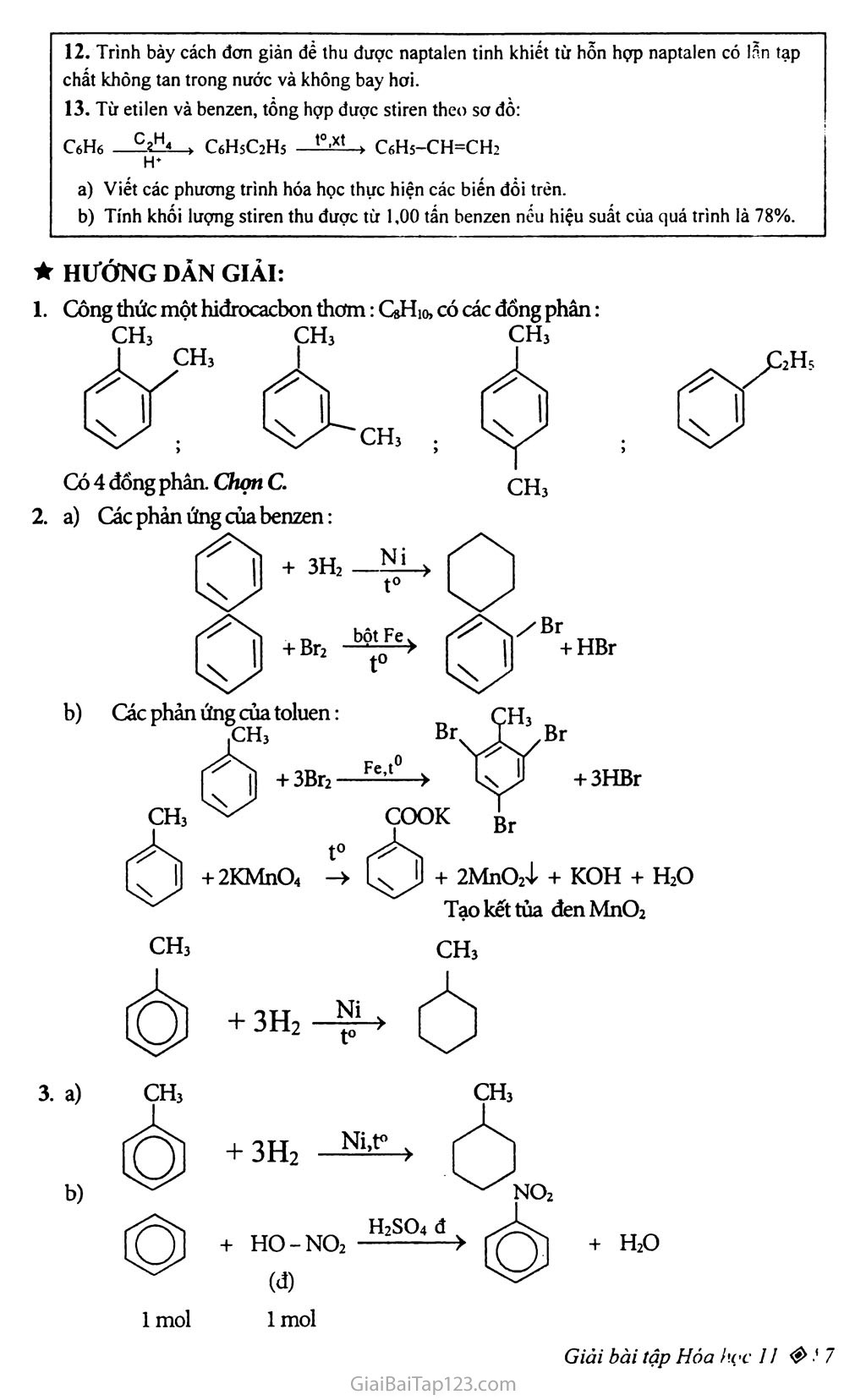 Bài 35: Benzen và đồng đẳng: Một số hiđrocacbon thơm khác trang 3