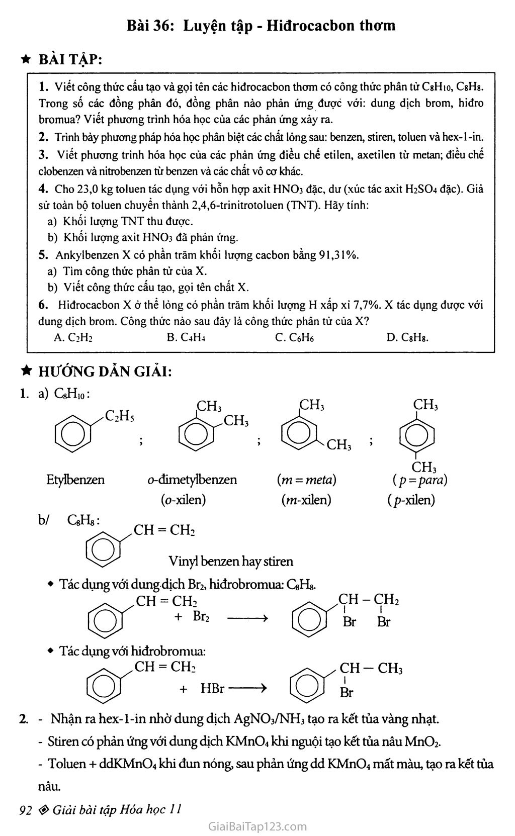 Bài 36: Luyên tập: Hiđrocacbon thơm trang 1