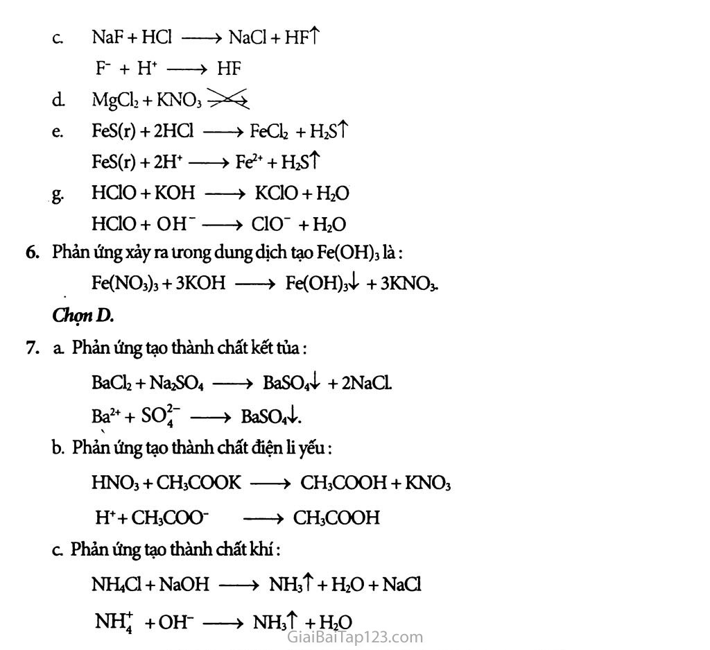 Bài 4: Phản ứng trao đổi ion trong dung dịch các chất điện li trang 5