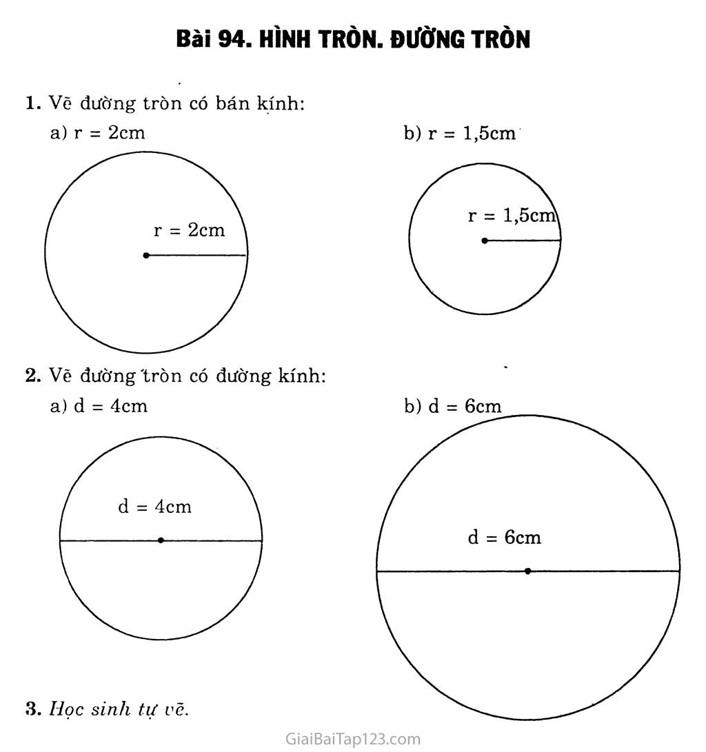 Giải vở bài tập Toán lớp 5 tập 2 Bài 94: Hình tròn, đường tròn
