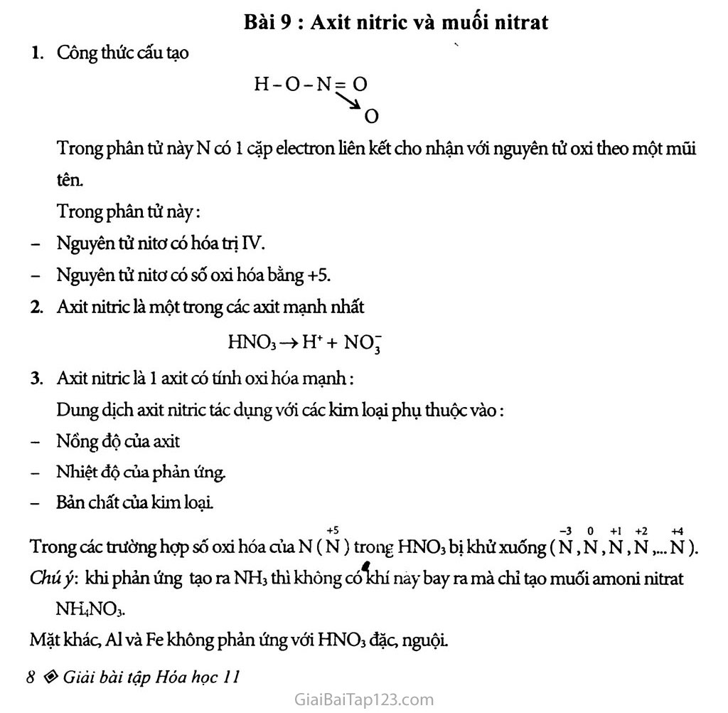 Bài 9: Axit nitric và muối nitrat trang 1