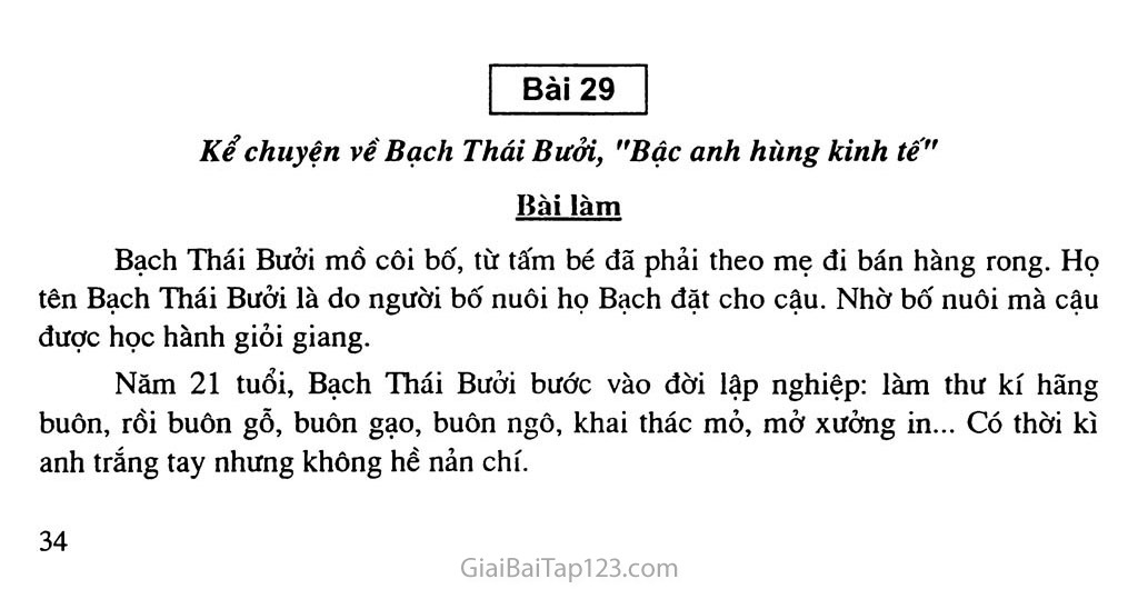 Bài 29: Kể chuyện vể Bạch Thái Bưởi 